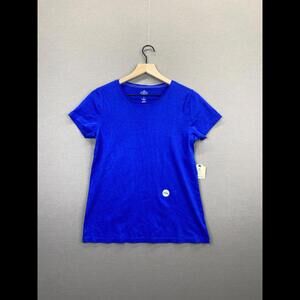 St Johns Bay Womens T-Shirt Blue Short Sleeve Scoop Neck NWT Size Small "